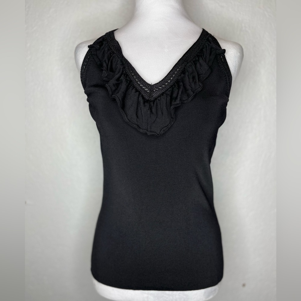 White House Black Market Sleeveless Black Ruffled Women's Top Small